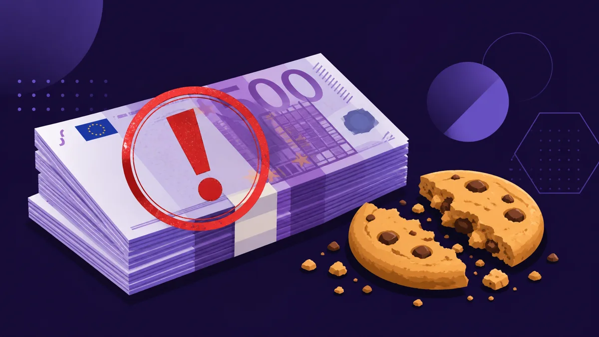 Stack of euro banknotes stamped with a red warning mark beside a broken cookie